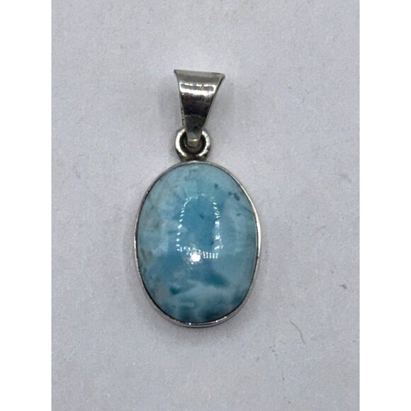 Larimar & Sterling Silver 925 Oval Pendant - Picture 1 of 5